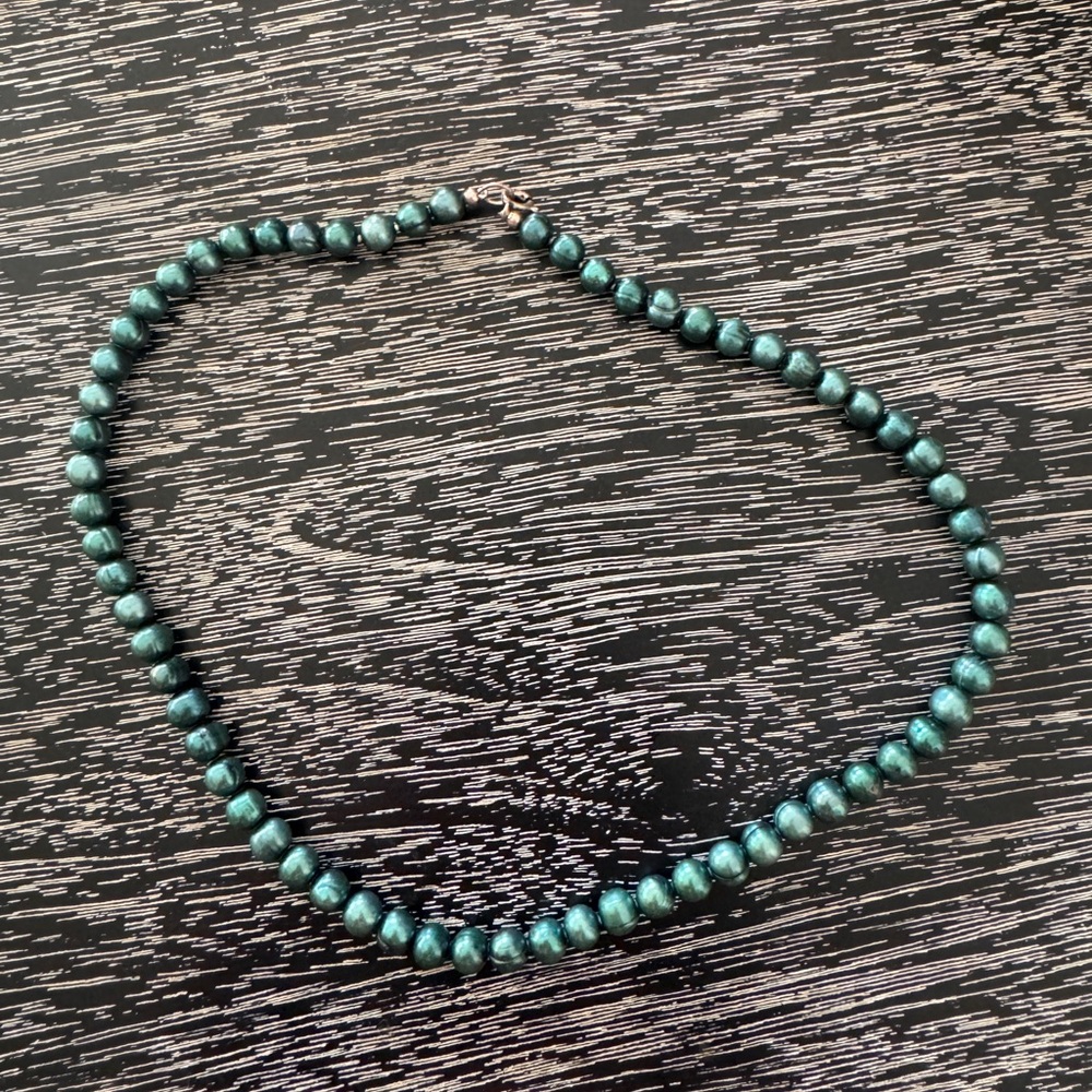 Deep Teal Green Pearl Cultured FW Necklace - Women Jewelry